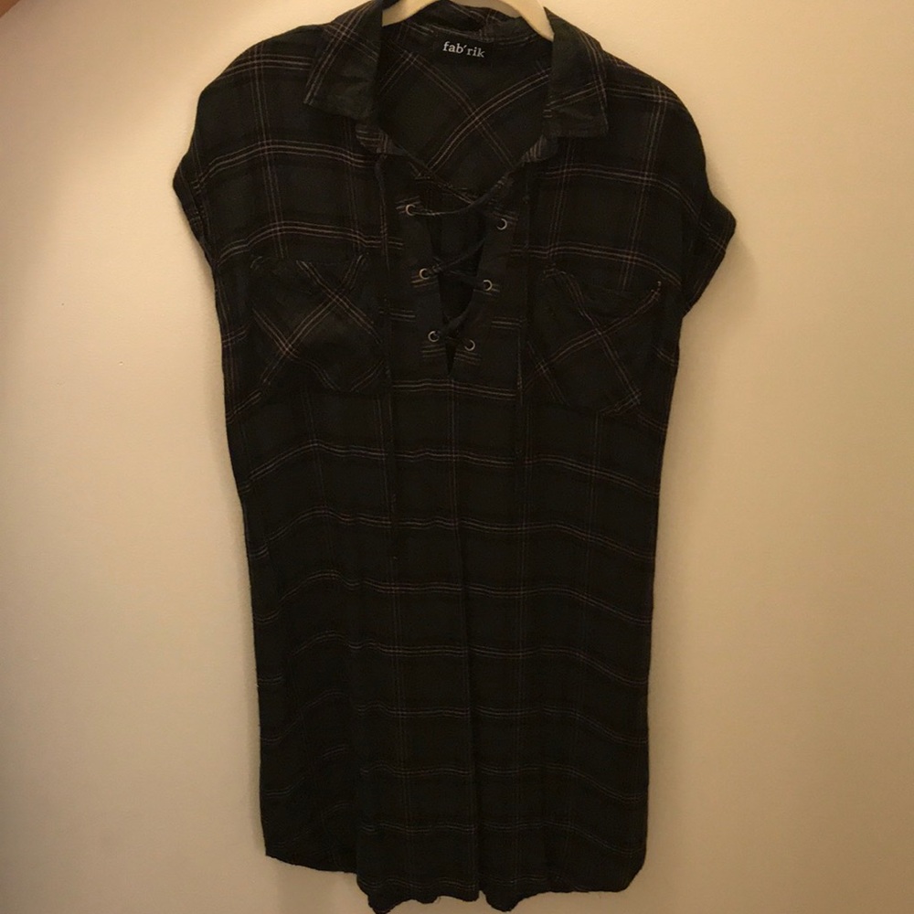 Fab’rik (boutique) army green plaid dress